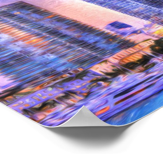 Lebhafter Miami Skyline Sunrise Poster (Ecke)