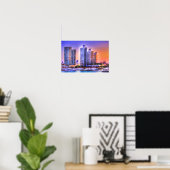 Lebhafter Miami Skyline Sunrise Poster (Heimbüro)