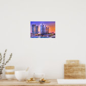 Lebhafter Miami Skyline Sunrise Poster (Küche)
