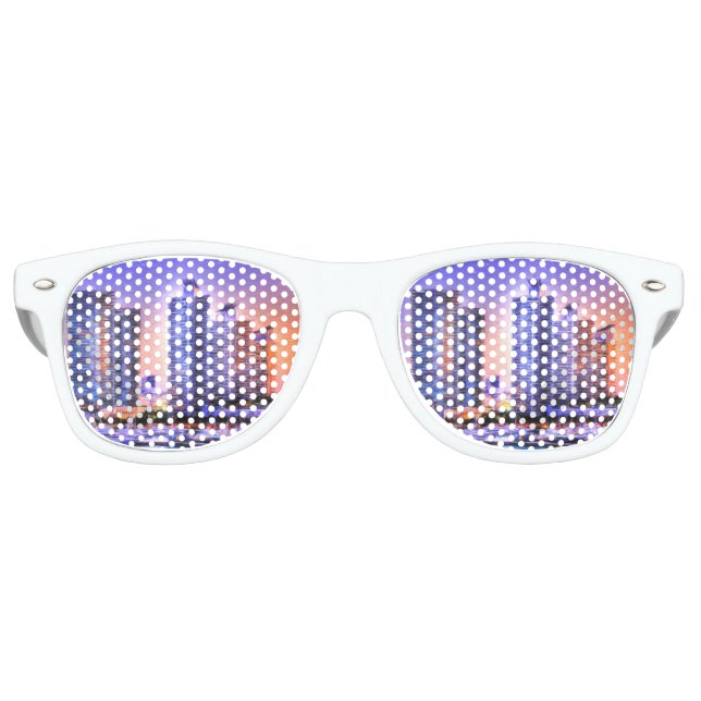 Lebhafter Miami Skyline Sunrise Sonnenbrille (Vorderseite)