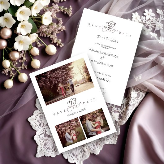 Lebhafter Minimalismus 3 Foto Collage Moderne Hoch Save The Date