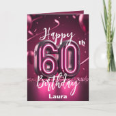 Lebhafter moderner Chic Neon Pink 60. Geburtstag Karte (Vorderseite)