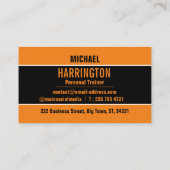 Lebhafter moderner Orange- und Black Personal Trai Visitenkarte (Rückseite)