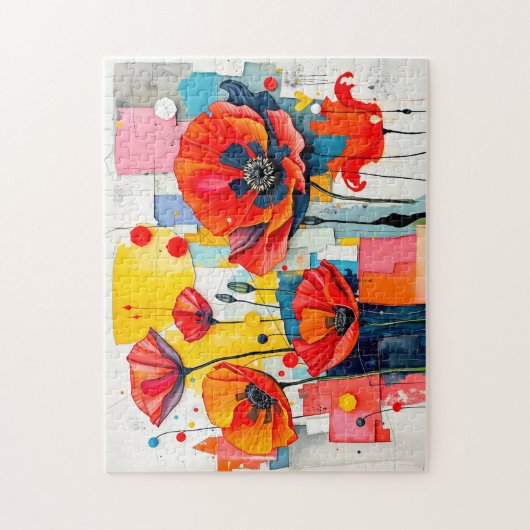 Lebhafter Mohn im modernen Abstrakten Stil Puzzle (Vertikal)