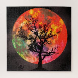 Lebhafter Mond und Baum Puzzle