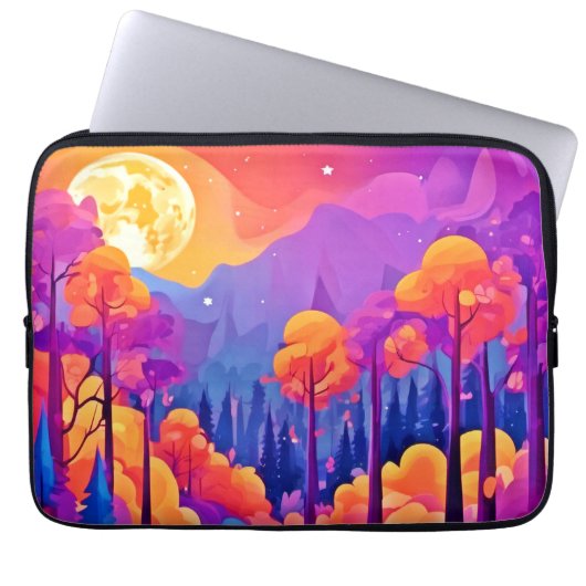 Lebhafter Moonlit-Wald Laptopschutzhülle (Vorderseite)