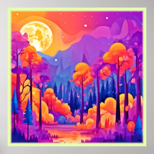 Lebhafter Moonlit-Wald Poster