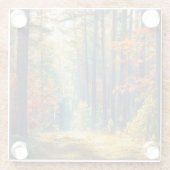 Lebhafter Morgen im farbenfrohen Wald mit Sonnenst Glasuntersetzer (Rückseite)