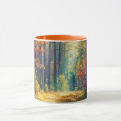 Lebhafter Morgen im farbenfrohen Wald mit Sonnenst Tasse (Zentrum)
