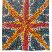Lebhafter Mosaik Union Jack Duschvorhang (Vorderseite)