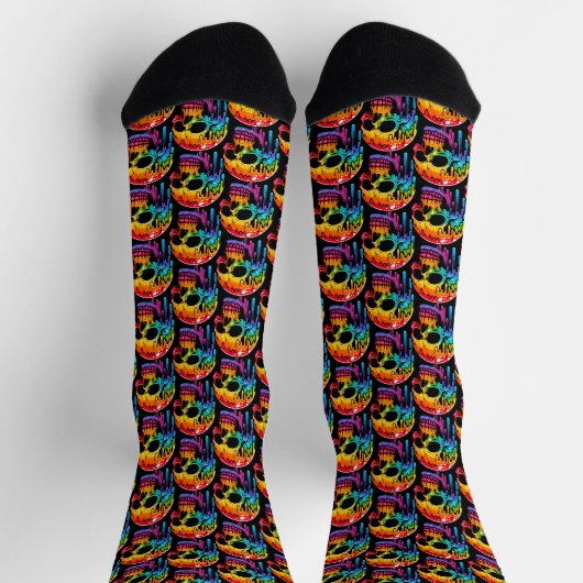 Lebhafter Multicolor Skull Socken (Oben)
