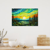 Lebhafter Nachthimmel bei Sonnenuntergang Poster (Küche)