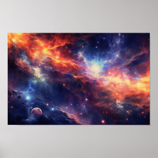Lebhafter Nebula Galaxy Art - farbenfroher kosmisc Poster