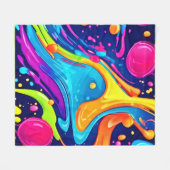 Lebhafter Neon Abstrakt Art Splash Fleecedecke (Vorderseite (Horizontal))