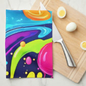 Lebhafter Neon Abstrakt Art Splash Geschirrtuch (Viertel Falte)