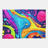 Lebhafter Neon Abstrakt Art Splash Geschirrtuch (Horizontal)