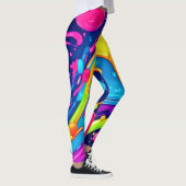 Lebhafter Neon Abstrakt Art Splash Leggings (Rechts)