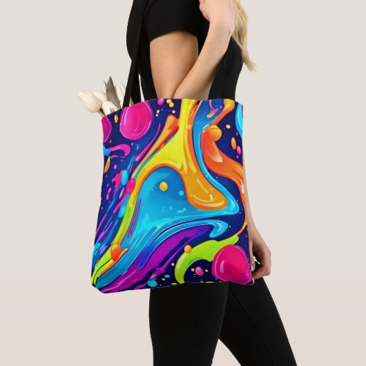 Lebhafter Neon Abstrakt Art Splash Tasche (Von Nahem)