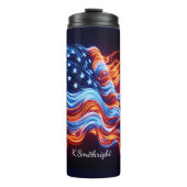 Lebhafter Neon American Flag Tribute Thermosbecher (Vorderseite)