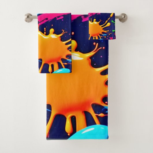 Lebhafter Neon Paint in flüssigem Ausdruck Badhandtuch Set (Insitu)