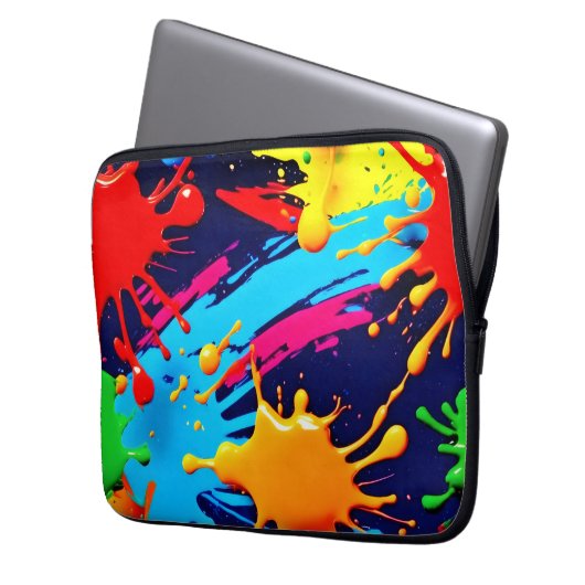 Lebhafter Neon Paint in flüssigem Ausdruck Laptopschutzhülle (Vorderseite Links)