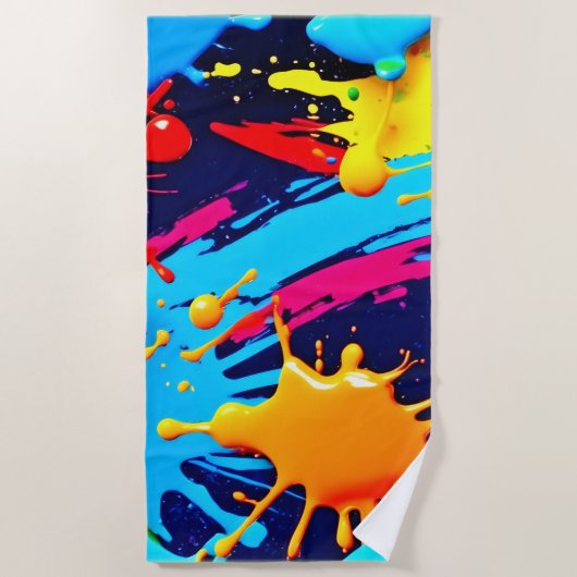 Lebhafter Neon Paint in flüssigem Ausdruck Strandtuch (Vorderseite)