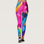 Lebhafter Neon Paint Spritzer Abstrakt Leggings (Rückseite)