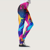 Lebhafter Neon Paint Spritzer Abstrakt Leggings (Rechts)