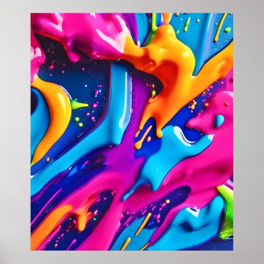 Lebhafter Neon Paint Spritzer Abstrakt Poster (Vorne)