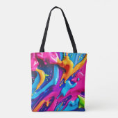 Lebhafter Neon Paint Spritzer Abstrakt Tasche (Rückseite)