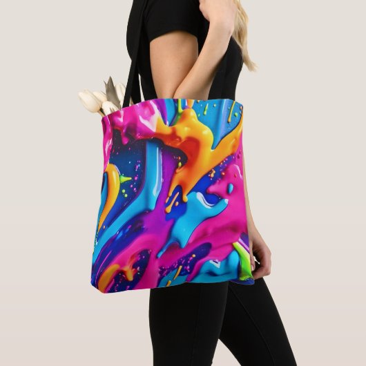Lebhafter Neon Paint Spritzer Abstrakt Tasche (Von Nahem)