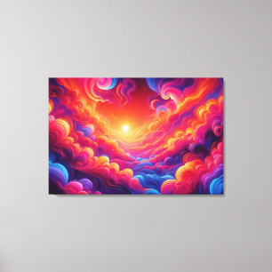 Lebhafter Neon Sunset Leinwanddruck