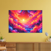 Lebhafter Neon Sunset Leinwanddruck (Insitu (Wohnzimmer))