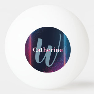 Lebhafter Neonlichtrahmen mit Individuelle Name Tischtennisball