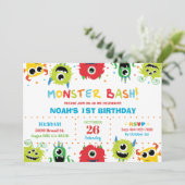 Lebhafter Niedlicher Kleiner Monster Junge 1. Gebu Einladung (Stehend Vorderseite)