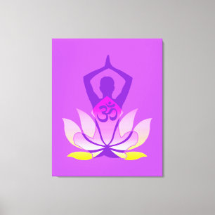 Lebhafter OM Namaste Spiritueller Lotus Blume Yoga Leinwanddruck