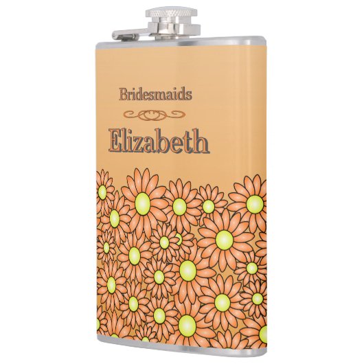 Lebhafter Orange Bridesmaid Flask Flachmann (Links)
