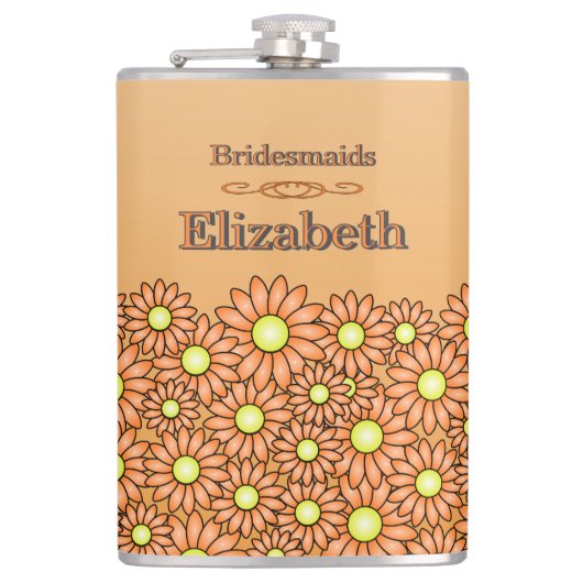 Lebhafter Orange Bridesmaid Flask Flachmann (Vorderseite)