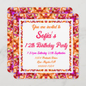 Lebhafter Orange Bright Yellow Bold Pink Geburtsta Einladung (Vorne/Hinten)