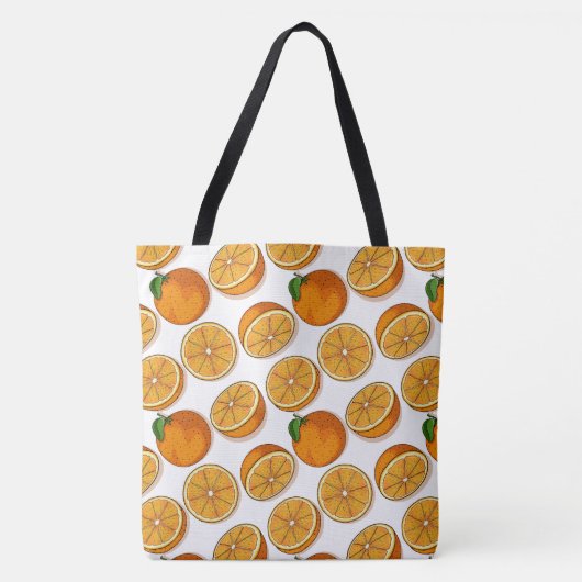 Lebhafter Orange Fruit Citrus Pop Nahtloses Muster Tasche (Vorderseite)
