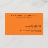 Lebhafter Orange Makeup Hair Berater Visitenkarte (Rückseite)