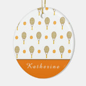 Lebhafter Orange Tennis Fun Personalisiert Player Keramik Ornament (Links)