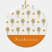 Lebhafter Orange Tennis Fun Personalisiert Player Keramik Ornament (Hinten)