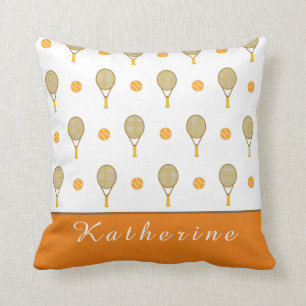 Lebhafter Orange Tennis Fun Personalisiert Player Kissen
