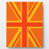 Lebhafter Orange Union Jack British Flag Swag Fotoplatte (Vorderseite)