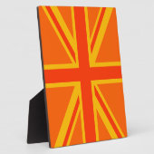 Lebhafter Orange Union Jack British Flag Swag Fotoplatte (Seite)