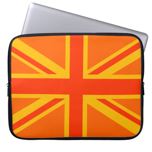 Lebhafter Orange Union Jack British Flag Swag Laptopschutzhülle (Vorderseite)