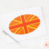 Lebhafter Orange Union Jack British Flag Swag Ovaler Aufkleber (Umschlag)