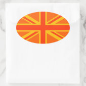 Lebhafter Orange Union Jack British Flag Swag Ovaler Aufkleber (Tasche)
