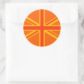 Lebhafter Orange Union Jack British Flag Swag Runder Aufkleber (Tasche)